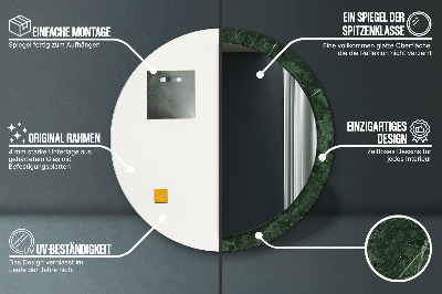 Miroir rond cadre imprimé Marbre vert