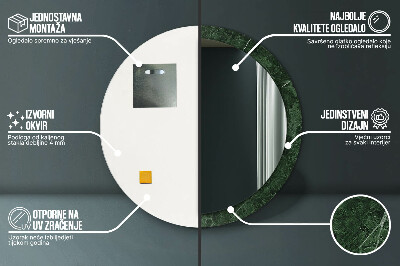 Miroir rond cadre imprimé Marbre vert