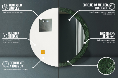 Miroir rond cadre imprimé Marbre vert