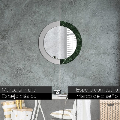 Miroir rond cadre imprimé Marbre vert