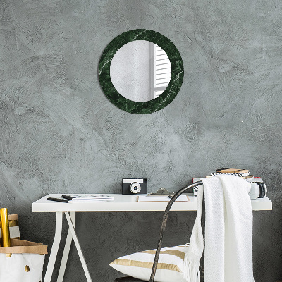 Miroir rond cadre imprimé Marbre vert