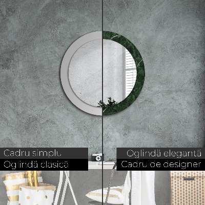 Miroir rond cadre imprimé Marbre vert