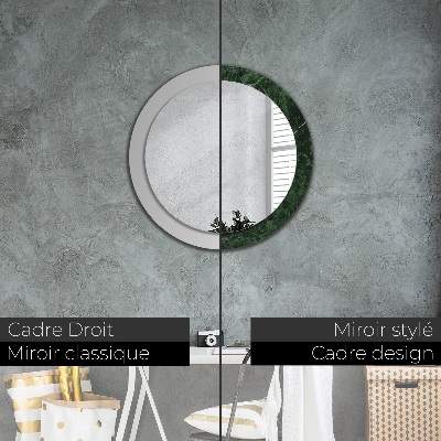 Miroir rond cadre imprimé Marbre vert