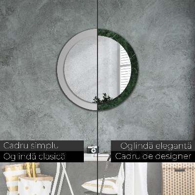 Miroir rond cadre imprimé Marbre vert