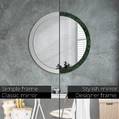 Miroir rond cadre imprimé Marbre vert