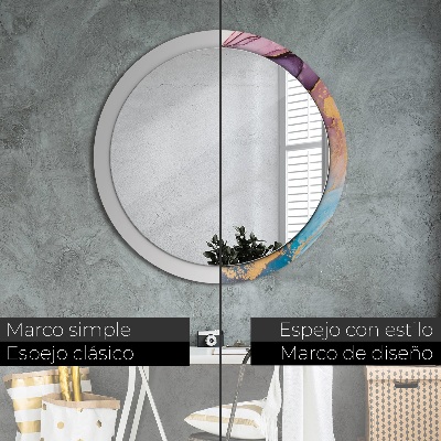 Miroir rond cadre imprimé Pierre marbrée