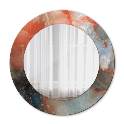 Miroir rond cadre avec impression Marbres onyx