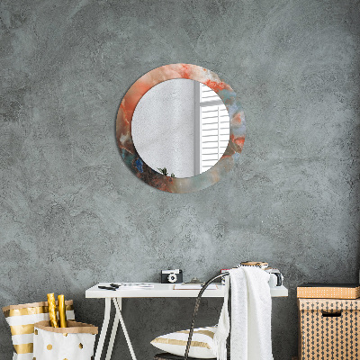 Miroir rond cadre avec impression Marbres onyx