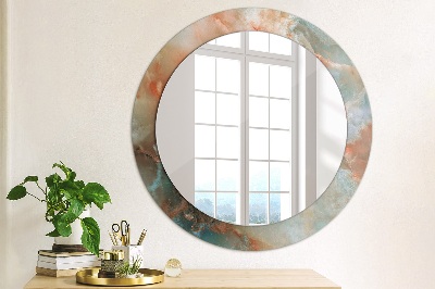 Miroir rond cadre avec impression Marbres onyx