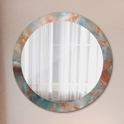 Miroir rond cadre avec impression Marbres onyx