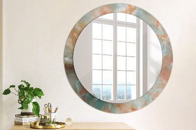 Miroir rond cadre avec impression Marbres onyx