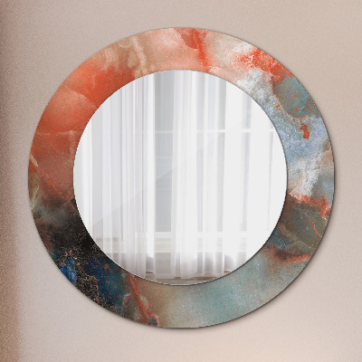 Miroir rond cadre avec impression Marbres onyx