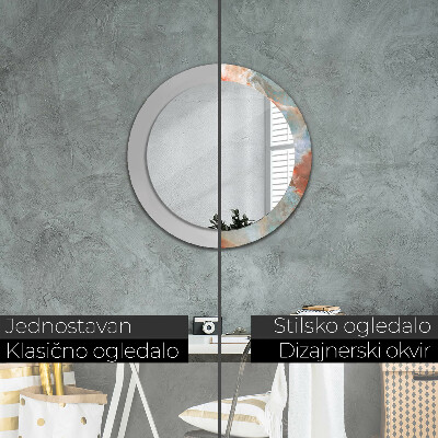 Miroir rond cadre avec impression Marbres onyx