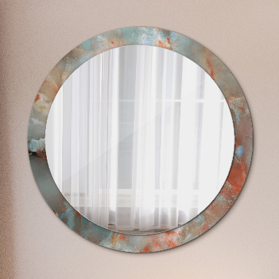 Miroir rond cadre avec impression Marbres onyx