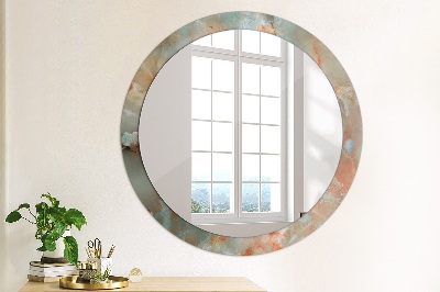 Miroir rond cadre avec impression Marbres onyx