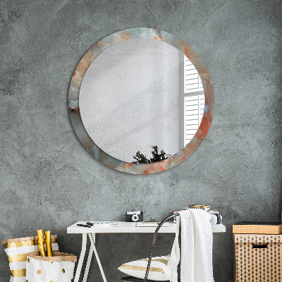 Miroir rond cadre avec impression Marbres onyx