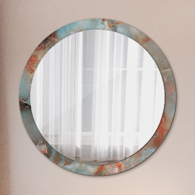 Miroir rond cadre avec impression Marbres onyx