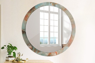 Miroir rond cadre avec impression Marbres onyx