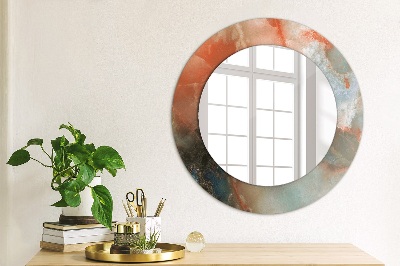 Miroir rond cadre avec impression Marbres onyx