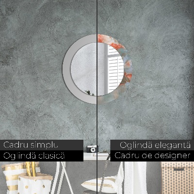 Miroir rond cadre avec impression Marbres onyx