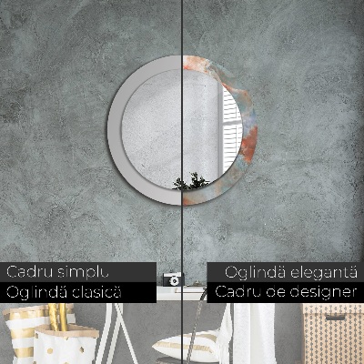 Miroir rond cadre avec impression Marbres onyx