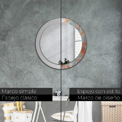 Miroir rond cadre avec impression Marbres onyx