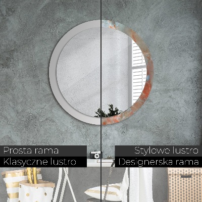 Miroir rond cadre avec impression Marbres onyx