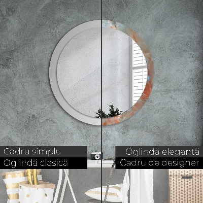 Miroir rond cadre avec impression Marbres onyx