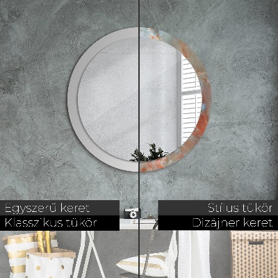 Miroir rond cadre avec impression Marbres onyx