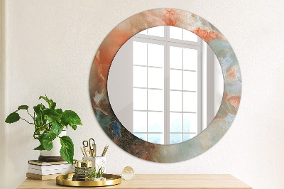 Miroir rond cadre avec impression Marbres onyx