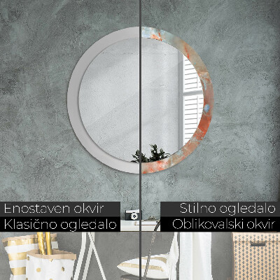 Miroir rond cadre avec impression Marbres onyx