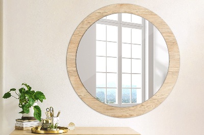 Miroir rond cadre avec impression Texture bois