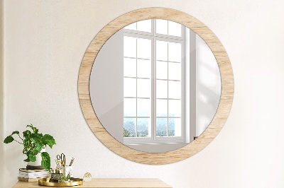 Miroir rond cadre avec impression Texture bois