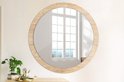 Miroir rond cadre avec impression Texture bois