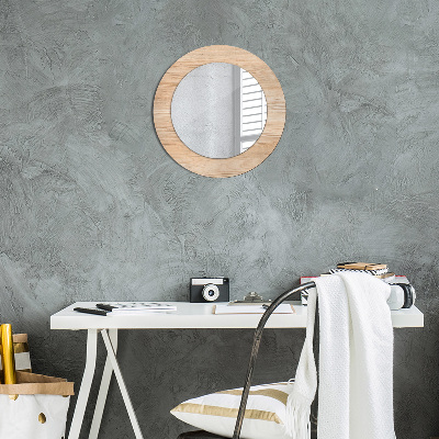 Miroir rond cadre avec impression Texture bois