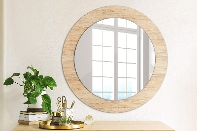 Miroir rond cadre avec impression Texture bois