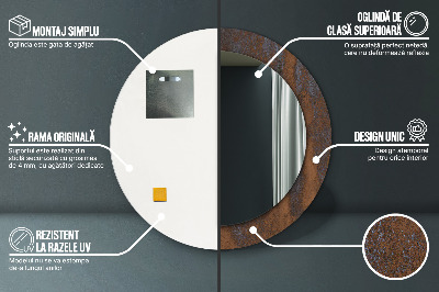 Miroir rond avec décoration Rustique métallique