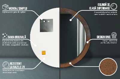 Miroir rond avec décoration Rustique métallique