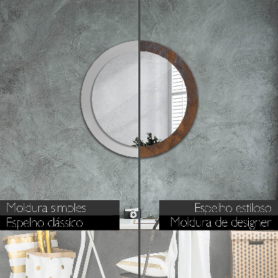 Miroir rond avec décoration Rustique métallique