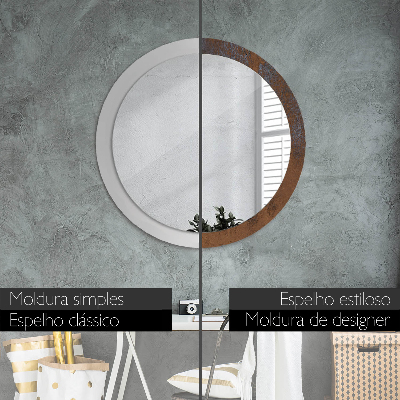 Miroir rond avec décoration Rustique métallique