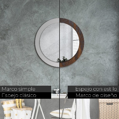 Miroir rond avec décoration Rustique métallique