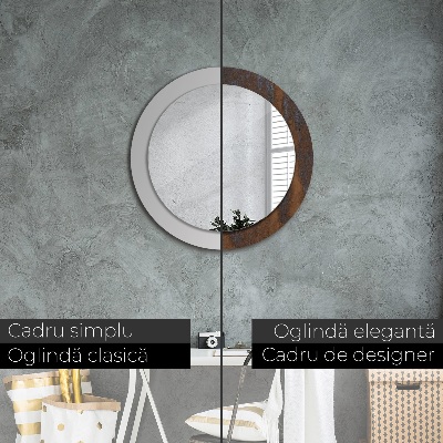 Miroir rond avec décoration Rustique métallique