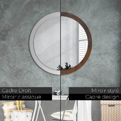 Miroir rond avec décoration Rustique métallique