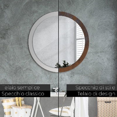 Miroir rond avec décoration Rustique métallique