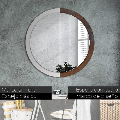 Miroir rond avec décoration Rustique métallique