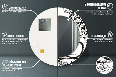 Miroir rond cadre imprimé Motif graffiti