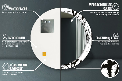 Miroir rond cadre imprimé Motif graffiti
