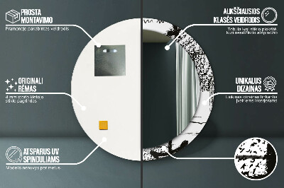 Miroir rond cadre imprimé Motif graffiti