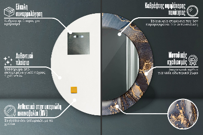 Miroir rond cadre imprimé Fluide abstrait