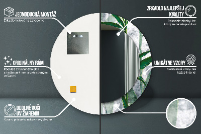 Miroir rond cadre imprimé Feuilles tropicales